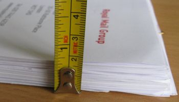 Close to 2 centimetres of paperwork Close to 2 centimetres of paperwork